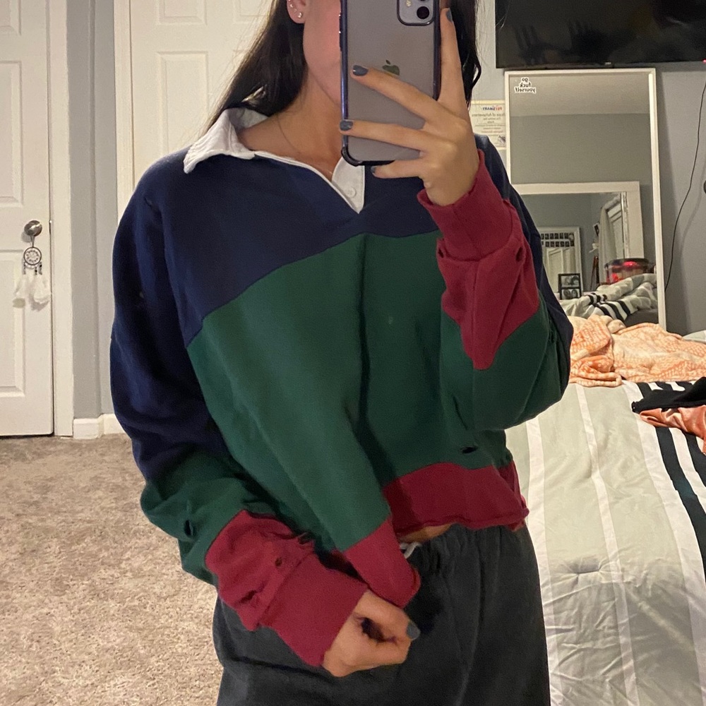 colorblock collar long sleeve
